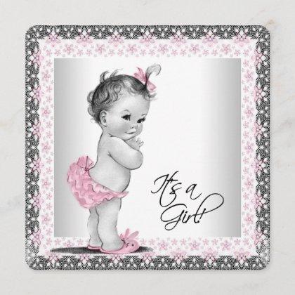Adorable Pink and Gray Baby Girl Shower