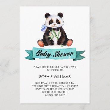 Adorable Watercolor Panda Baby Shower Invitation