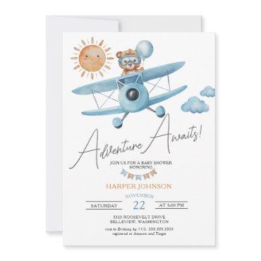 Adventure Awaits Airplane Teddy Bear Baby Shower