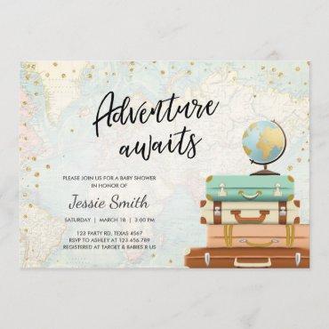 Adventure Awaits Baby Shower Invitation Travel Map