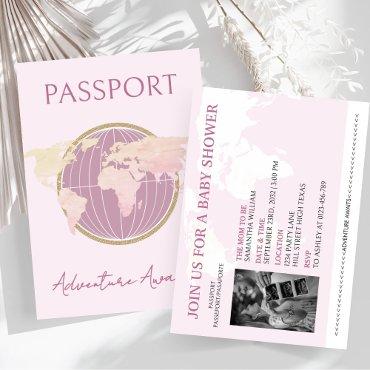 Adventure Awaits Passport Girl Baby Shower Travel