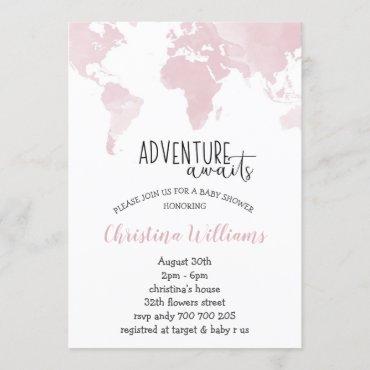 Adventure Awaits Pink World Map Girl