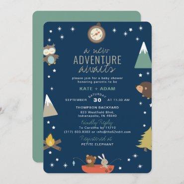 Adventure Awaits Woodland Boy Baby Shower Invitation