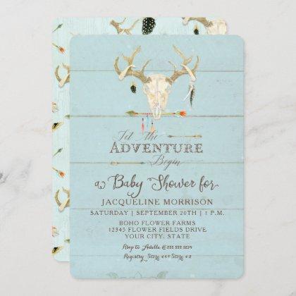 Adventure Boy Baby Shower Teepee Wood Arrows Deer Invitation