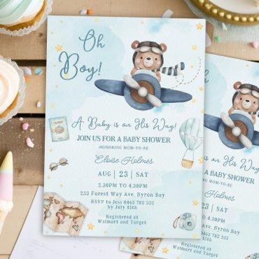 Adventure Cute Bear Blue Plane Oh Boy