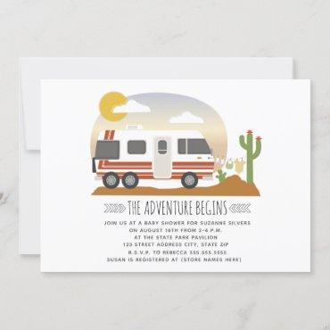 Adventure Desert Vintage RV Neutral Baby Shower Invitation