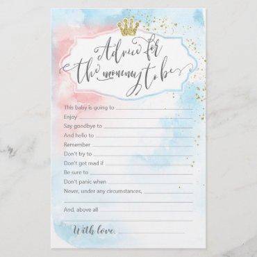Advice for mommy gender reveal baby shower card