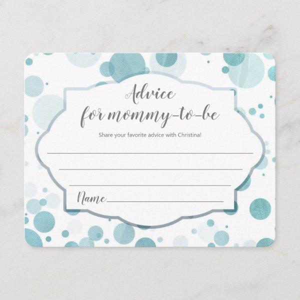 Advice for mother-to-be Blue Dots Boy Baby Shower Enclosure Card