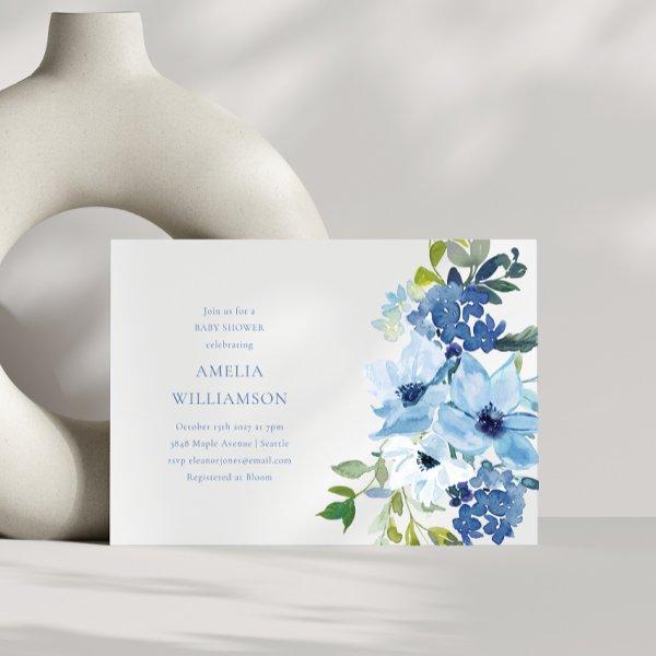 Aesthetic Light Blue Watercolor Floral
