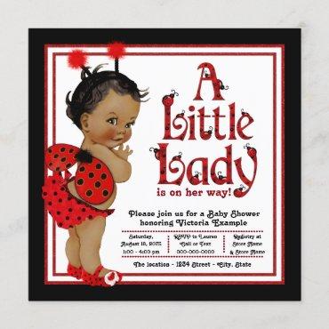 African American Ladybug Baby Shower Invitation
