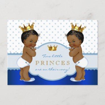 African American Prince Twin Boy Baby Shower Invitation