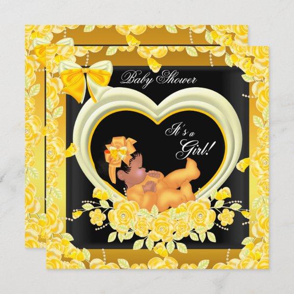 African American Yellow Gold Baby Shower Girl 2