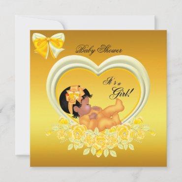 African American Yellow Gold Baby Shower Girl