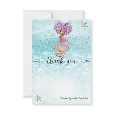 African Mermaid Watercolor Birthday | Baby Shower Thank You Card