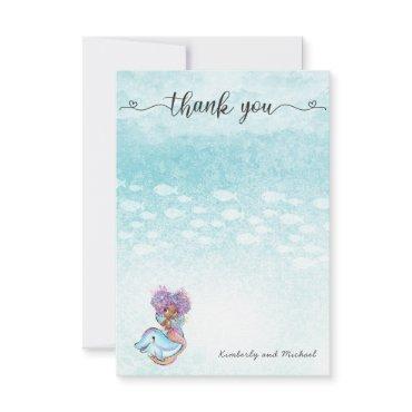African Mermaid Watercolor Birthday | Baby Shower  Thank You Card
