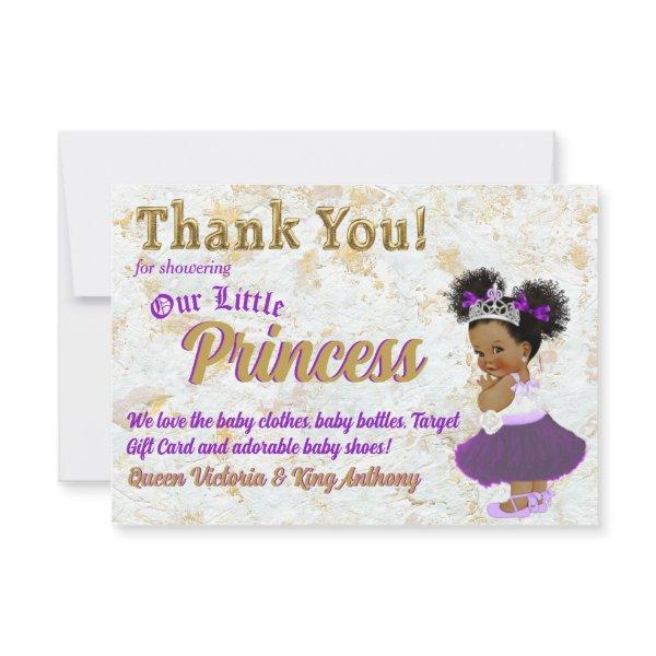 African Princess Elegant Purple & Gold Thank You Card