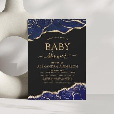 Agate Navy Blue Gold Baby Shower