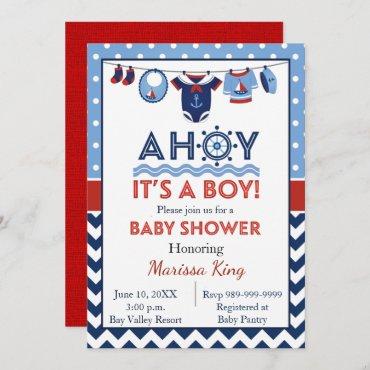 Ahoy It's A Boy Baby Shower Invitation