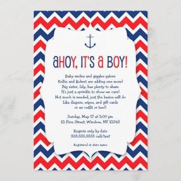 Ahoy it's a boy baby sprinkle invite / nautical