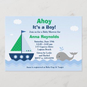 Ahoy Its a Boy Boat Baby Shower Invitation