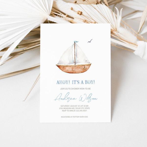 'Ahoy, it's a Boy' Charming Sailboat