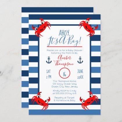 Ahoy It's A Boy Crab Nautical Theme