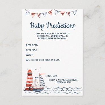 Ahoy It's A Boy Nautical Baby Predictions Card