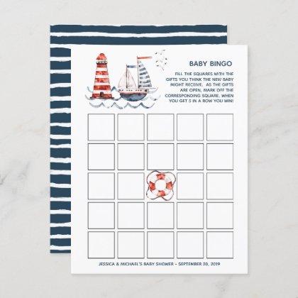Ahoy It's A Boy Nautical Baby Shower Bingo