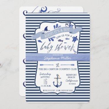 Ahoy It's a Boy Nautical Baby Shower Invitations
