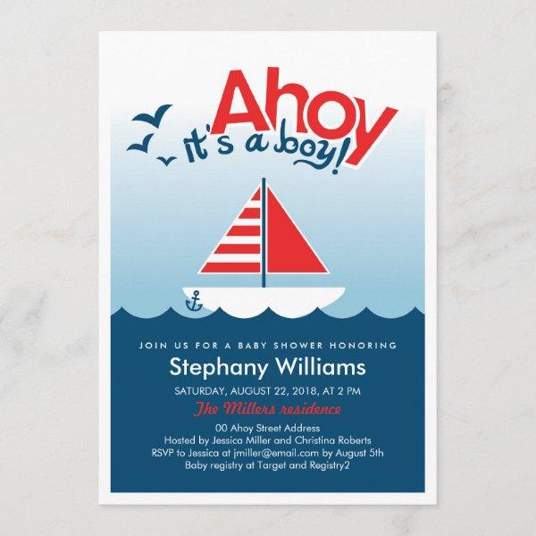 Ahoy it's a Boy Nautical Baby Shower Invite