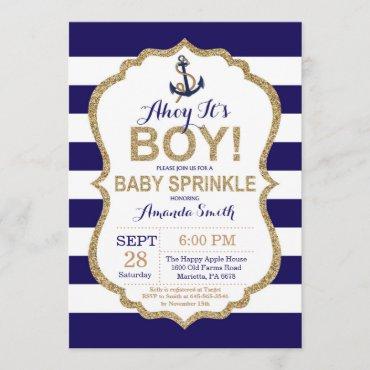 Ahoy it's a Boy! Nautical Baby Sprinkle Invitation