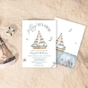 Ahoy It's A Boy Nautical Sailboat