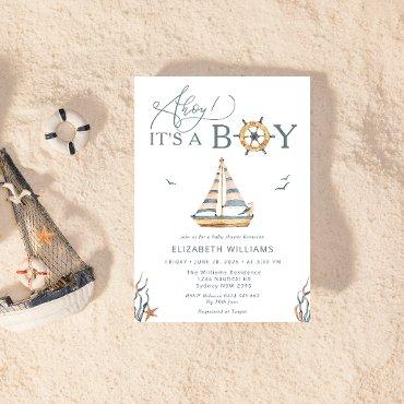 Ahoy It's A Boy Nautical Sailboat