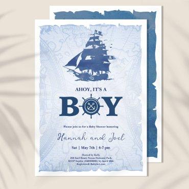 Ahoy Its a boy Pirate Ship Nautical