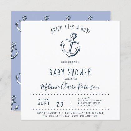 Ahoy! It's a Boy! Square Baby Shower Invitations