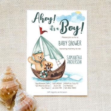 Ahoy it's a boy teddy bear nautical