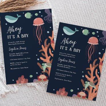 Ahoy It's a Boy Under the Sea Blue