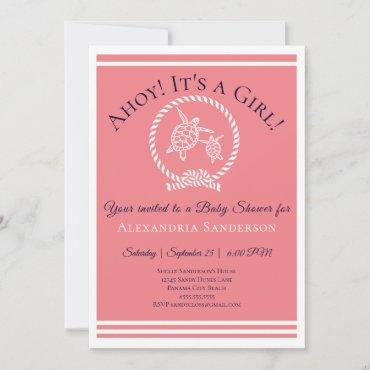 Ahoy it's a Girl! Nautical Baby Shower Invitation
