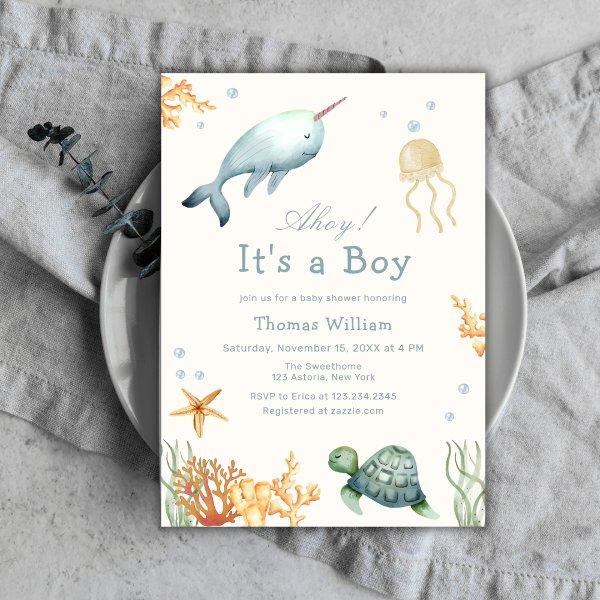 Ahoy Under The Sea Whale Boy Baby Shower