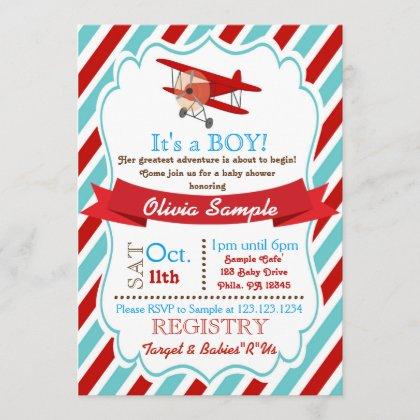 Airplane Baby Shower Invitation