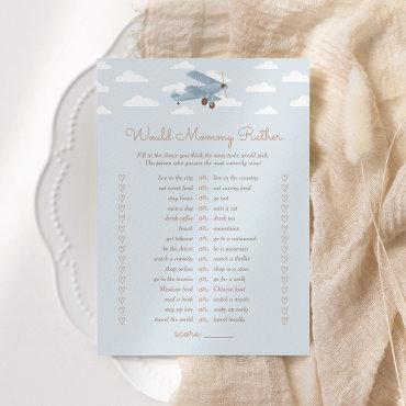 Airplane Baby Shower Would Mommy Rather Game