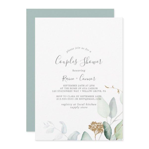 Airy Greenery and Gold Leaf Couples Shower