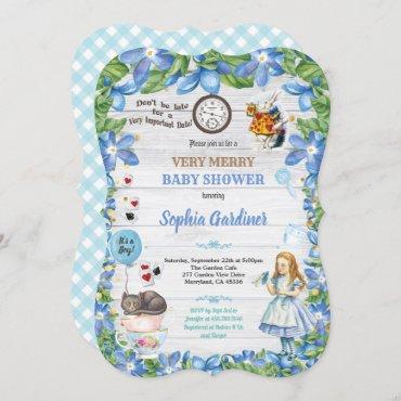 Alice in Wonderland baby BOY shower invitation