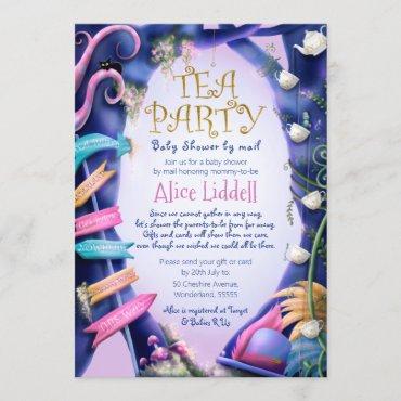 Alice in Wonderland, baby shower by mail Invitation