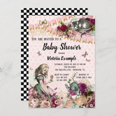 Alice in Wonderland Baby Shower Invitations