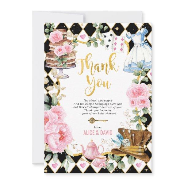 Alice in Wonderland Baby Shower Thank You Card