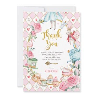 Alice in Wonderland Birthday Tea Thank You Card