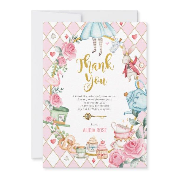 Alice in Wonderland Birthday Tea Thank You Card