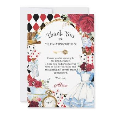 Alice in Wonderland Floral Bridal Shower Tea Party Thank You Card