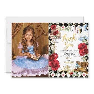 Alice in Wonderland Party Photo Thank You Card